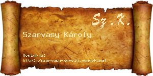 Szarvasy Károly névjegykártya